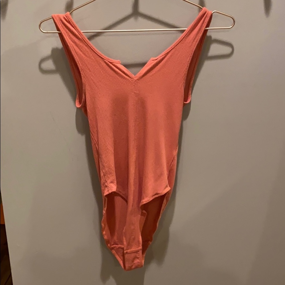 salmon pink urban outfitters bodysuit